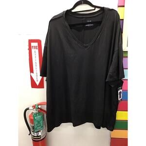 Hue womens oversized boyfriend tee 2X/3X black vneck new HSN